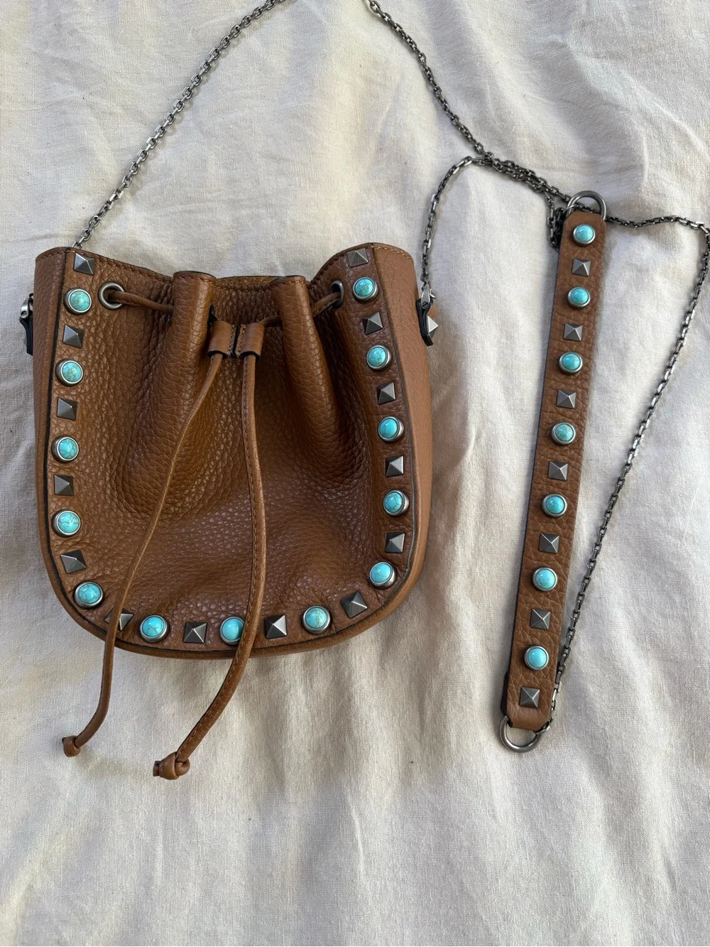 Valentino cross body brown leather purse